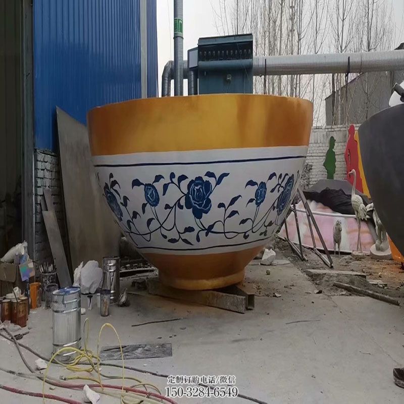 大碗雕塑工艺 景观艺术雕塑承接 碗类雕塑主题定做